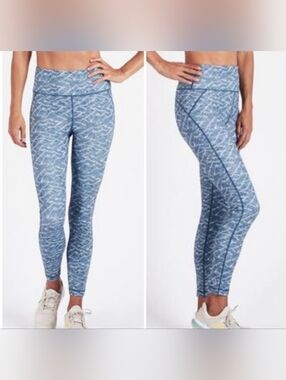 Vuori Pace Leggings Navy Wave Pattern Size Small High Rise Yoga Athleisure